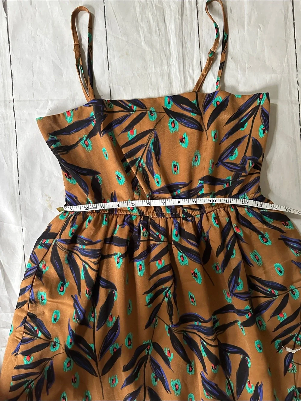 THML Brown Floral Print Spaghetti Strap Midi Dress medium - Picture 9 of 13